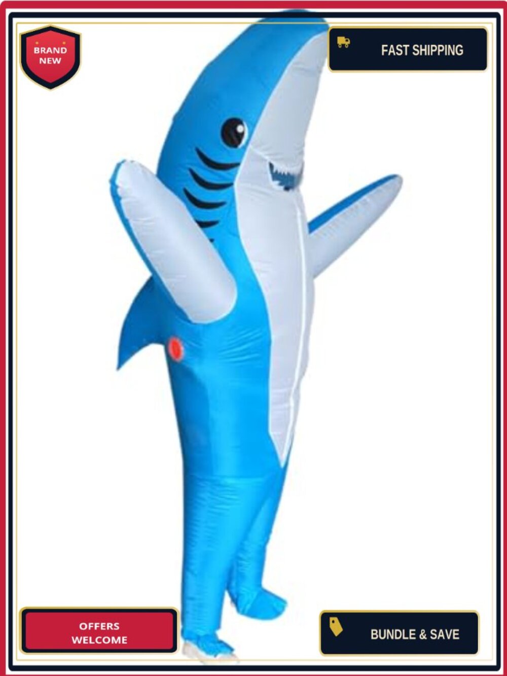 Inflatable Shark Halloween Costume Adult Blow Up Cosplay Party